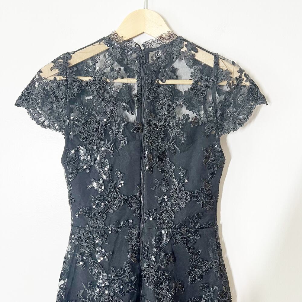 Alice + Olivia Alaina Lace Romper Sequin Black Size 0 - Picture 5 of 11